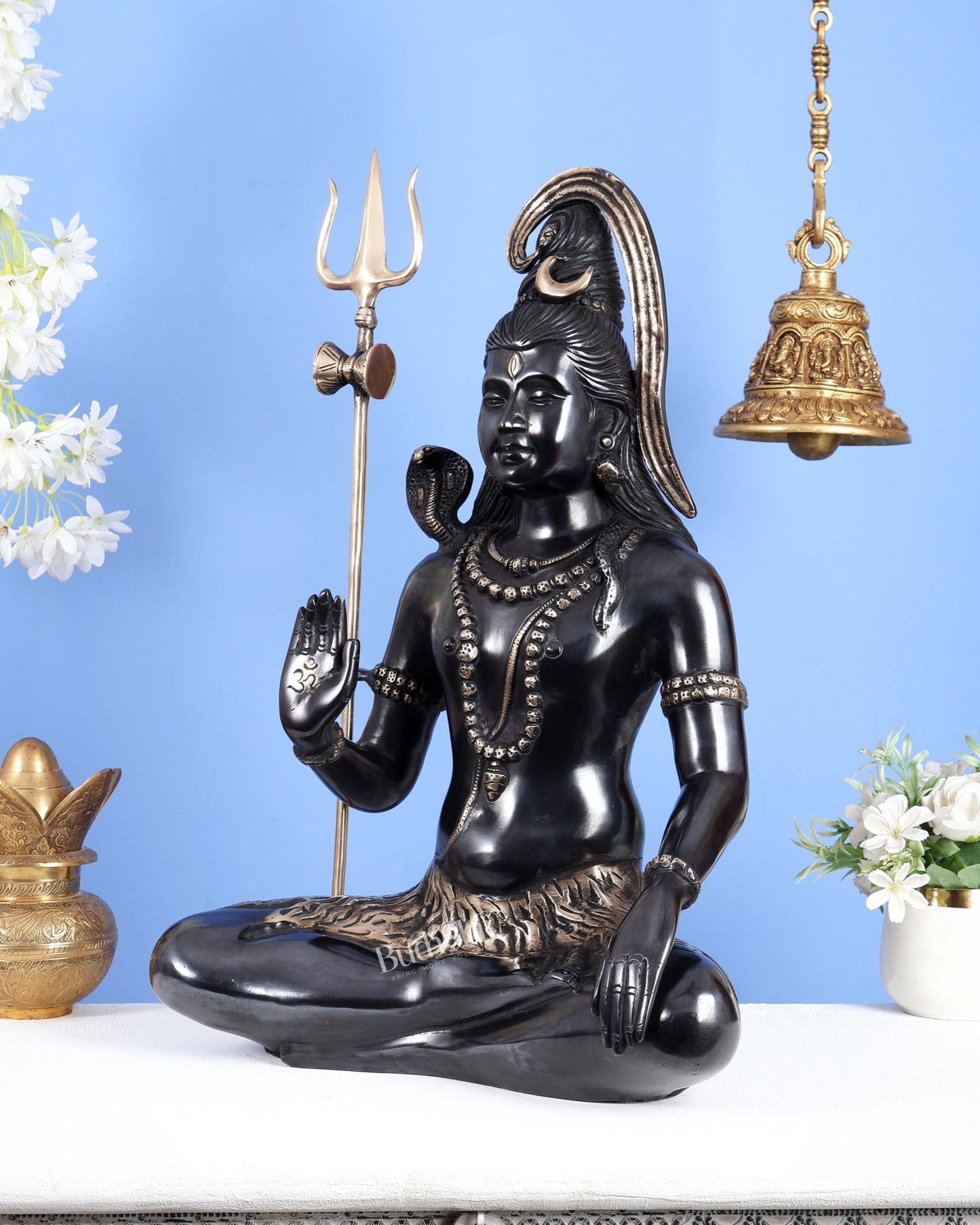 Lord Shiva Brass Idol gangadhar - 20" black edition - Budhshiv.com