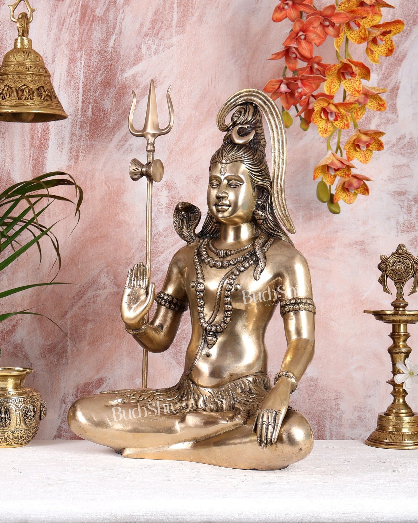 Lord Shiva Brass Idol gangadhar - 20" - Budhshiv.com