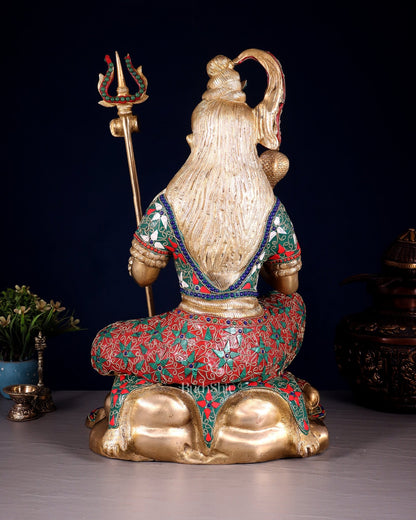 Lord Shiva Brass Statue with Stonework - 18" - Budhshiv.com
