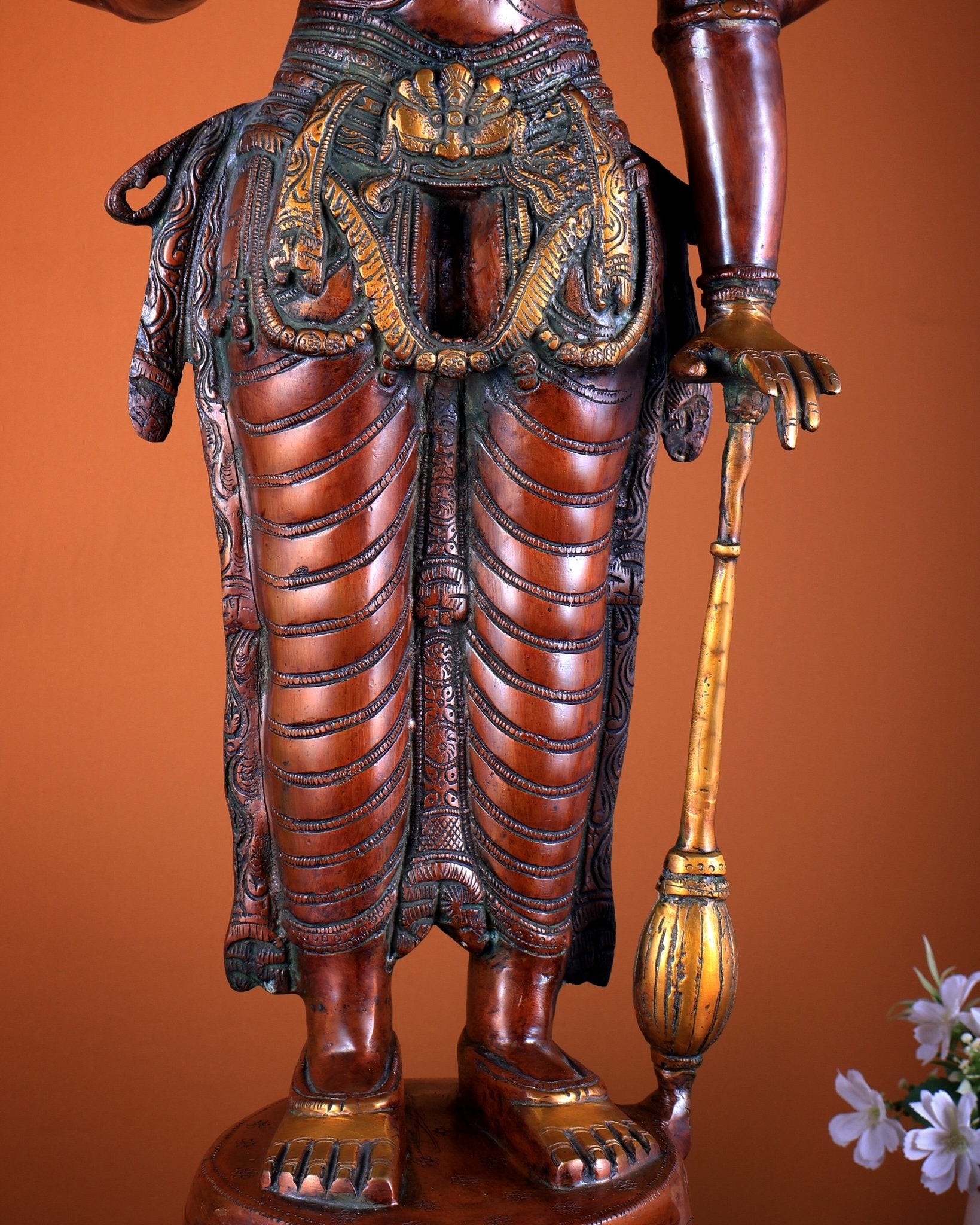Lord Vishnu large brass Narayana Statue – Chola Dual Tone 37" - Budhshiv.com