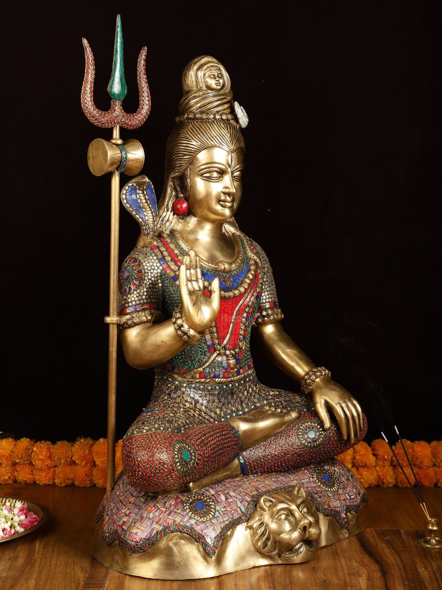 Magnificent Superfine Brass Lord Shiva Statue | 35" tall - Budhshiv.com