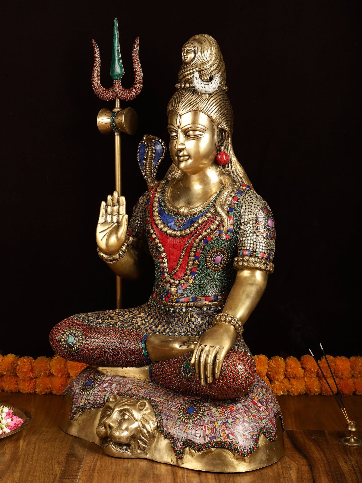 Magnificent Superfine Brass Lord Shiva Statue | 35" tall - Budhshiv.com