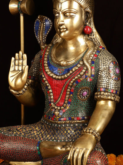 Magnificent Superfine Brass Lord Shiva Statue | 35" tall - Budhshiv.com