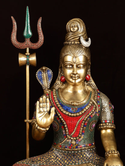 Magnificent Superfine Brass Lord Shiva Statue | 35" tall - Budhshiv.com