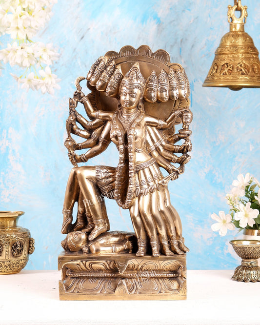 Mahakali Brass Statue 15 inch matte finish - Budhshiv.com