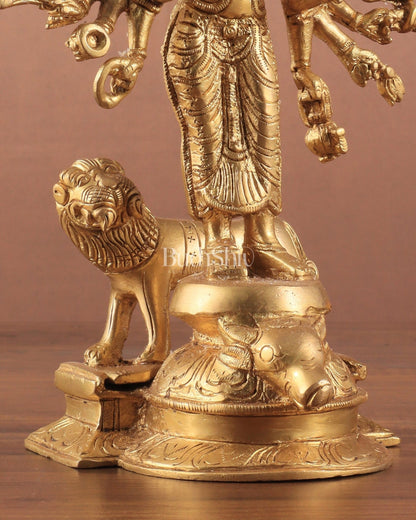 Mahisasur Mardini Durga Brass Idol 10" enhanced carvings - Budhshiv.com