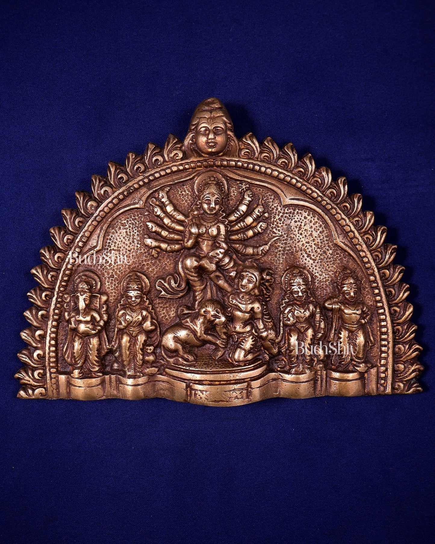 Mahisasur Mardini durga brass wall hanging - Budhshiv.com