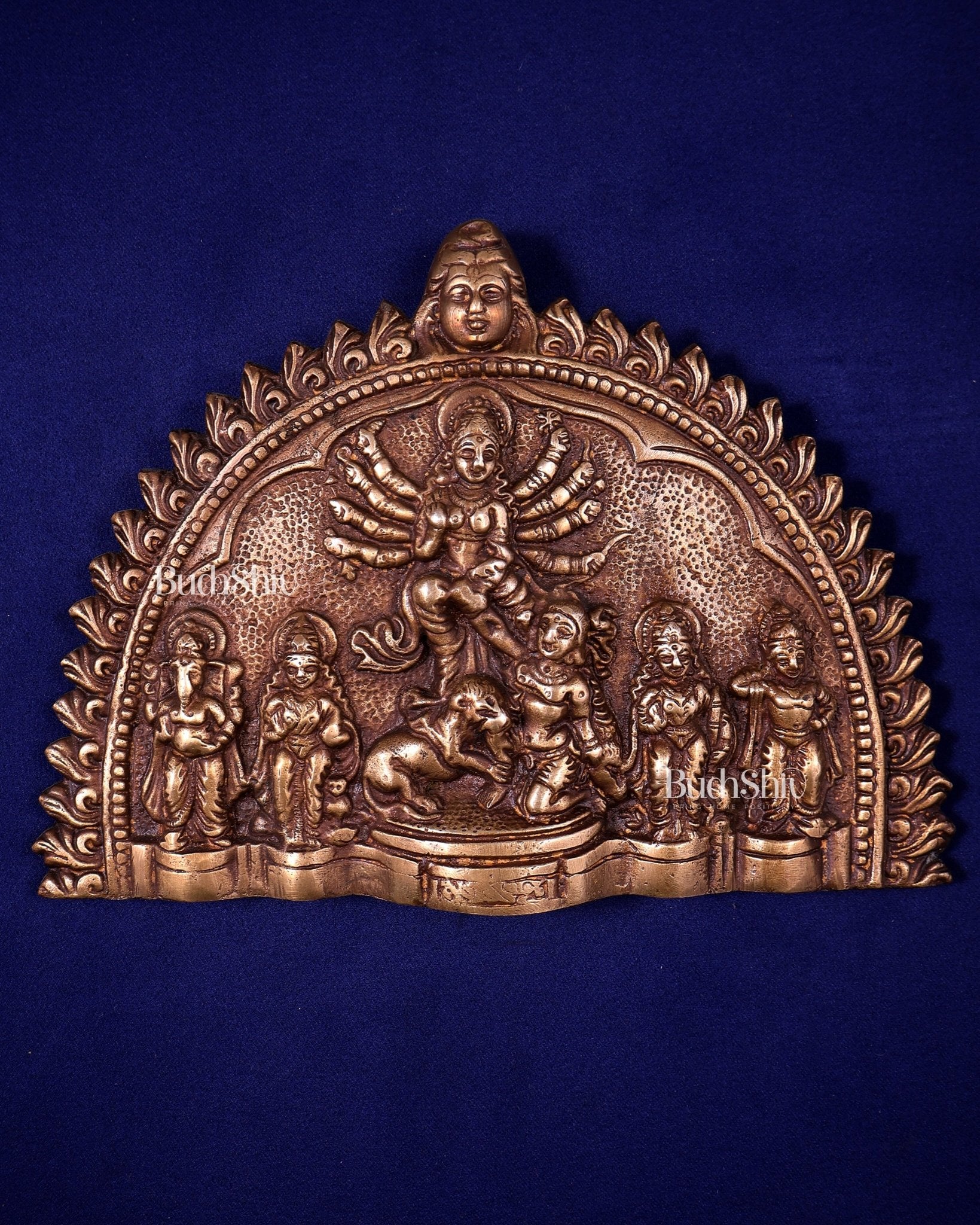 Mahisasur Mardini durga brass wall hanging - Budhshiv.com