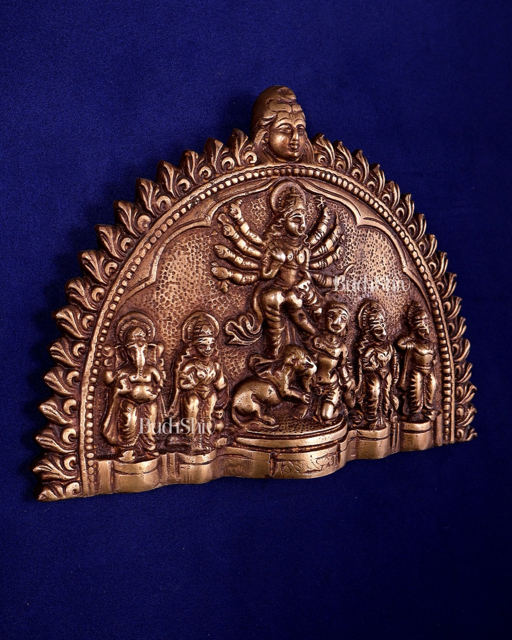 Mahisasur Mardini durga brass wall hanging - Budhshiv.com