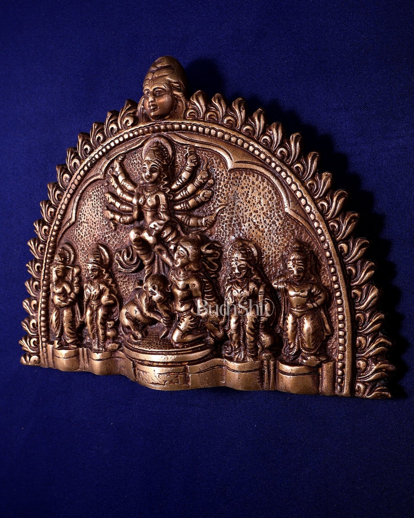 Mahisasur Mardini durga brass wall hanging - Budhshiv.com