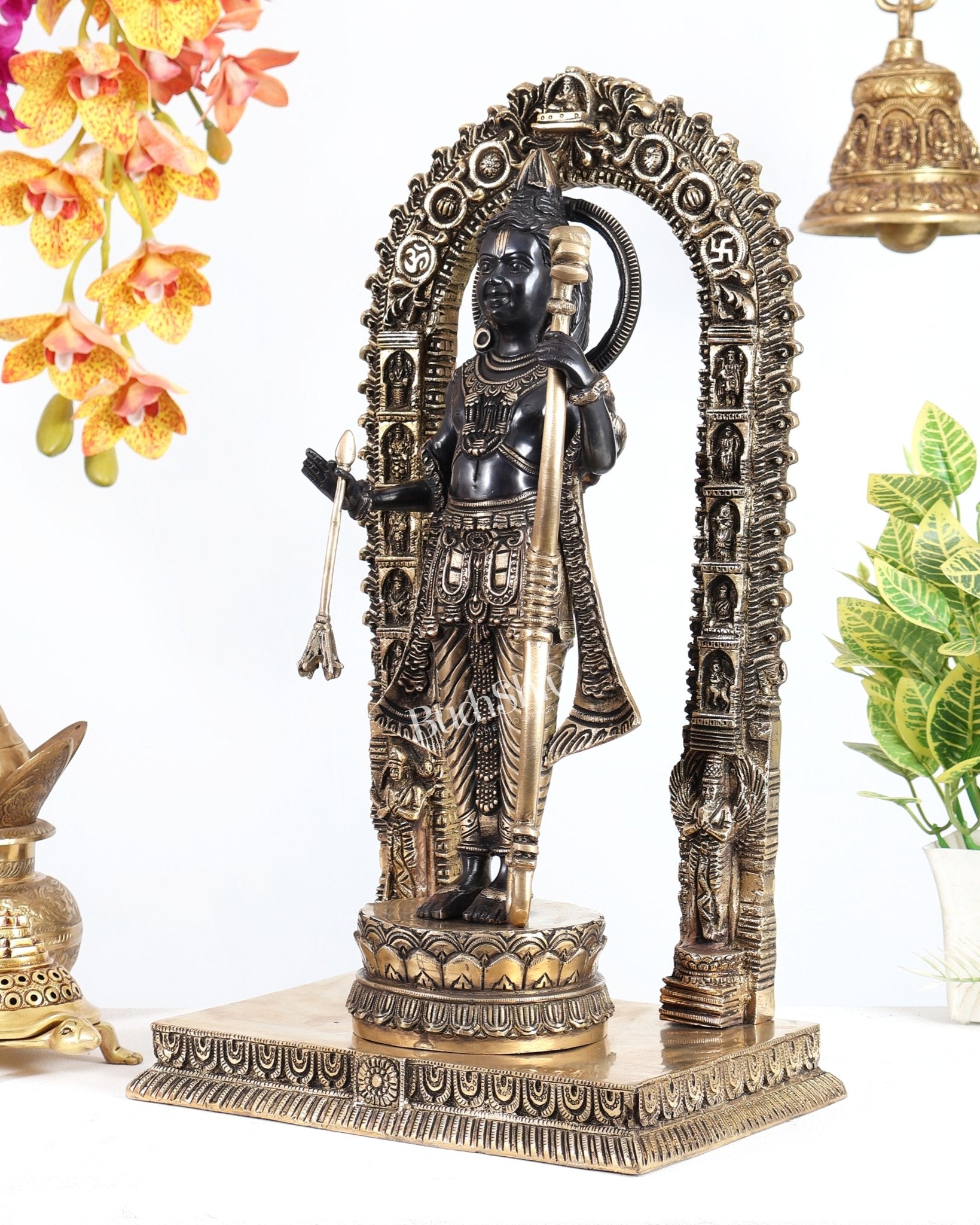Majestic Ayodhya Ram Lalla Superfine Brass Sculpture - Black Edition, 18.5 Inch - Budhshiv.com