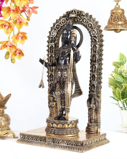 Majestic Ayodhya Ram Lalla Superfine Brass Sculpture - Black Edition, 18.5 Inch - Budhshiv.com