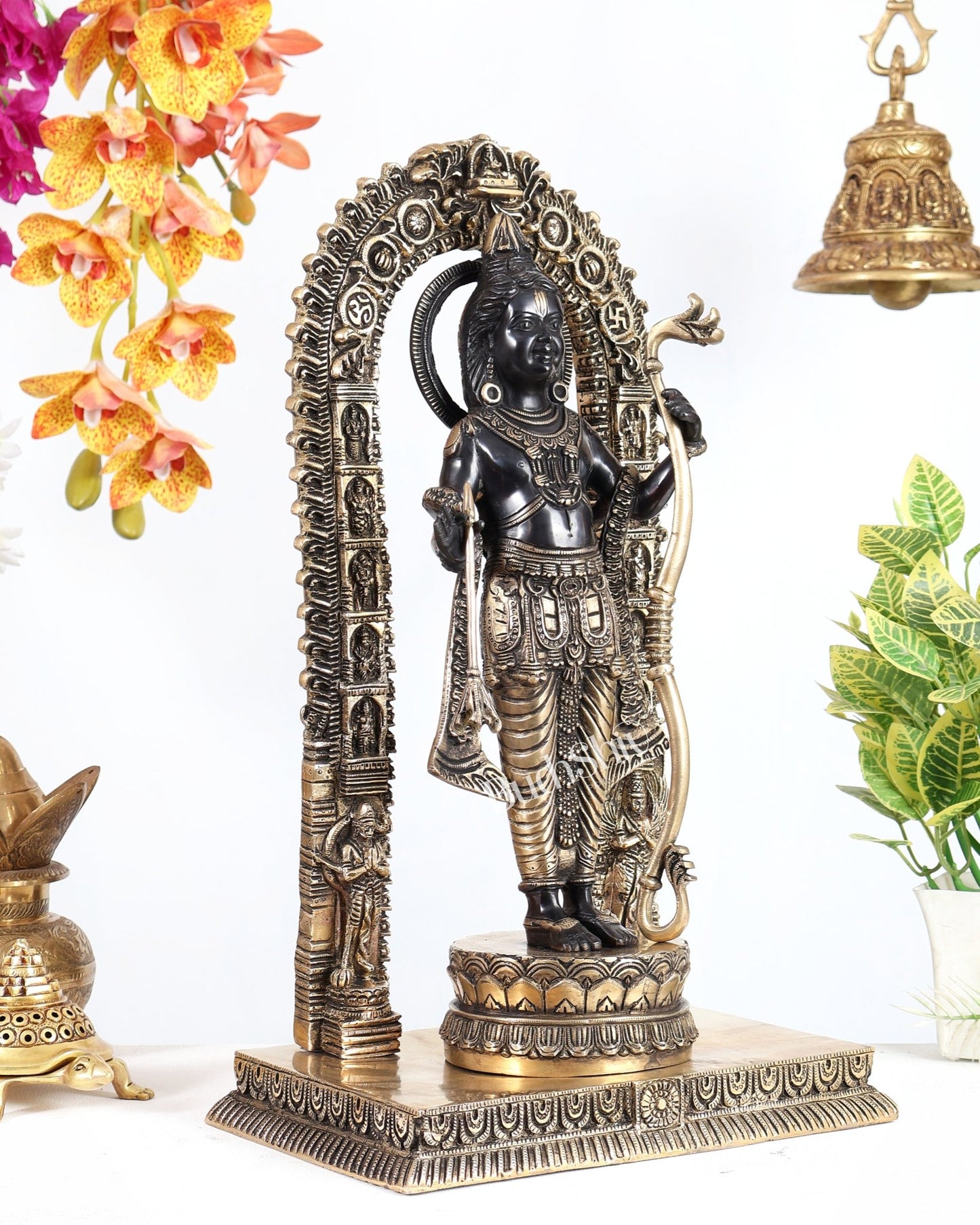 Majestic Ayodhya Ram Lalla Superfine Brass Sculpture - Black Edition, 18.5 Inch - Budhshiv.com
