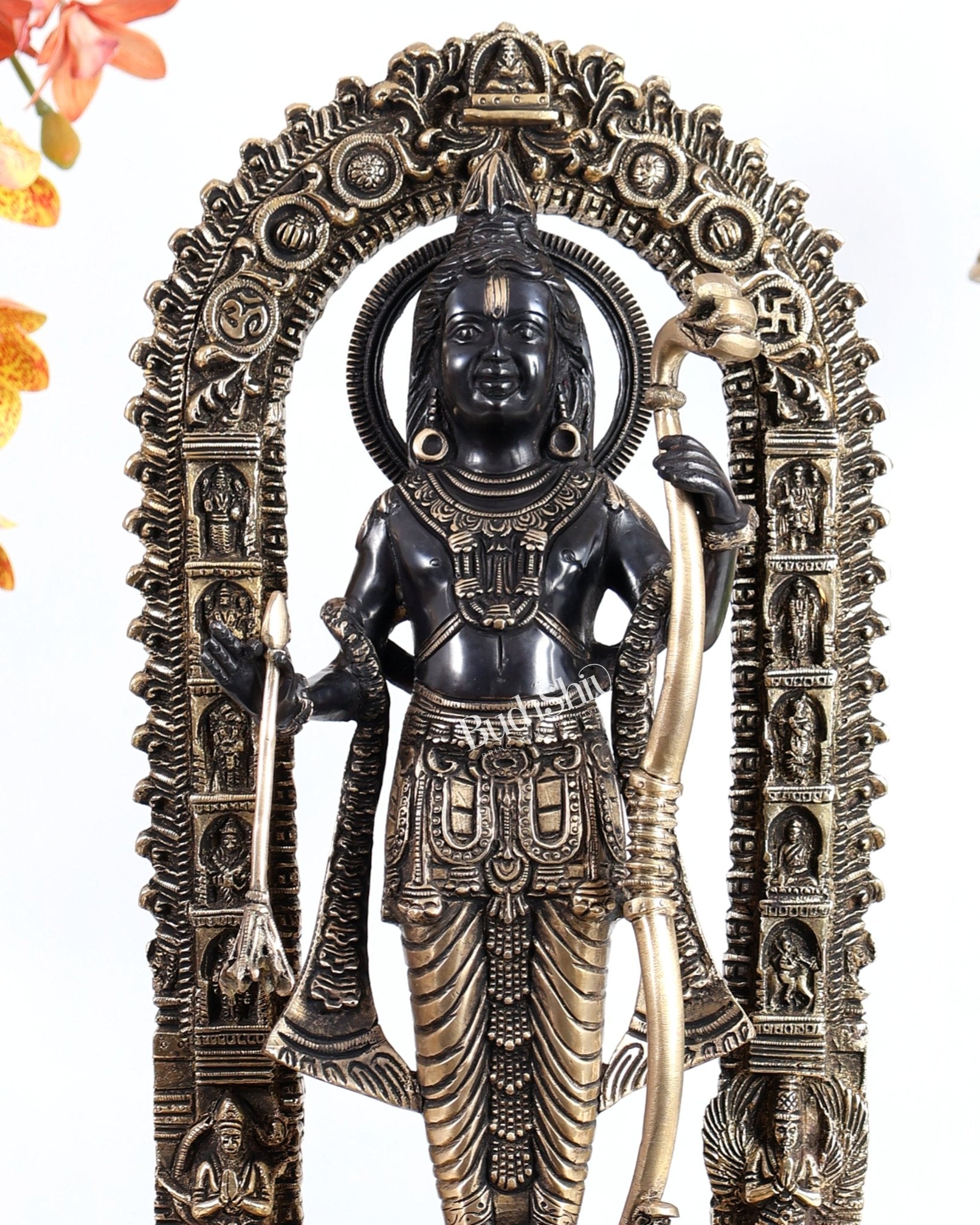 Majestic Ayodhya Ram Lalla Superfine Brass Sculpture - Black Edition, 18.5 Inch - Budhshiv.com