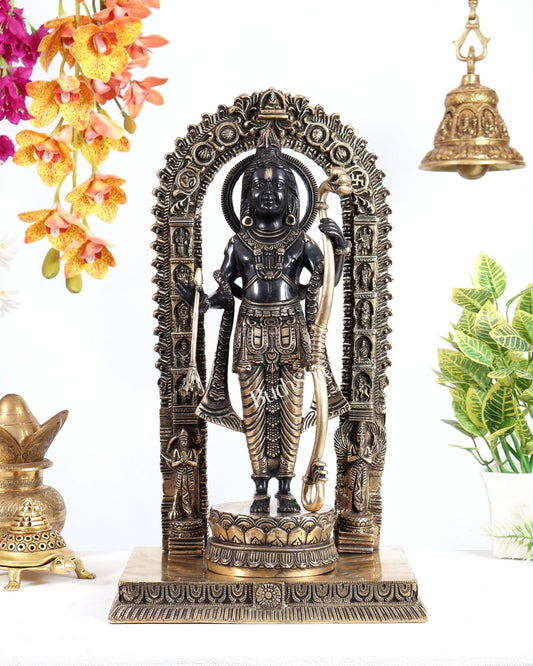 Majestic Ayodhya Ram Lalla Superfine Brass Sculpture - Black Edition, 18.5 Inch - Budhshiv.com