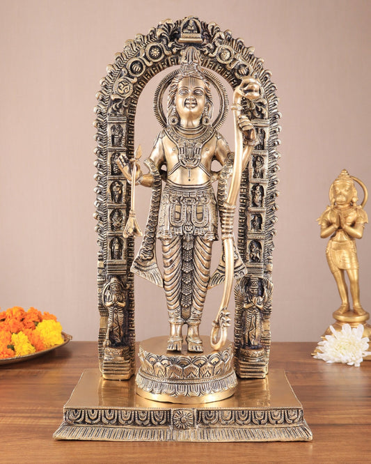 Majestic Ayodhya Ram Lalla Superfine Brass Sculpture - Matte Edition, 18.5 Inch - Budhshiv.com
