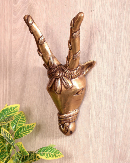 Majestic Brass Cow Face Wall Hanging 9.5 inch - Budhshiv.com