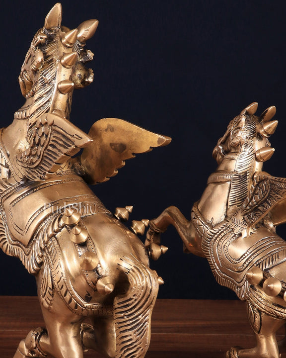 Majestic Brass Pegasus Flying Horse Statue Set – 11.5" & 9" | Father & Son Pair - Budhshiv.com