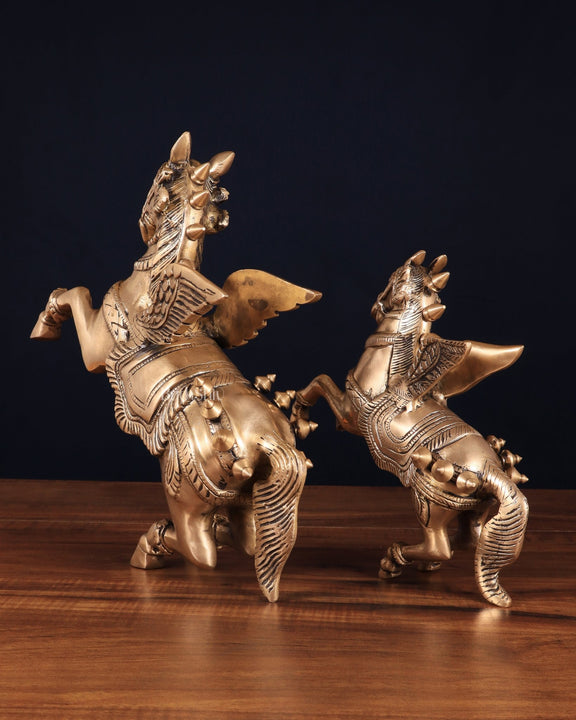 Majestic Brass Pegasus Flying Horse Statue Set – 11.5" & 9" | Father & Son Pair - Budhshiv.com