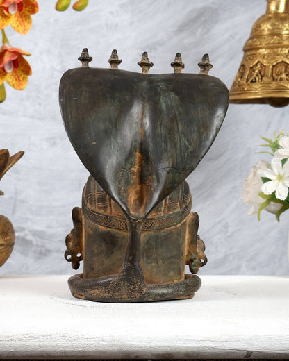 Majestic Brass Shiva with Mukhalingam and Naga Aura Statue – 9.5" Height - Budhshiv.com
