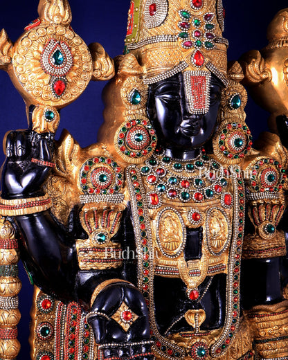 Majestic Brass Tirupati Balaji – Dual Side sculpture (Meenakari & Black Tone) | 4 Ft Temple Idol - Budhshiv.com
