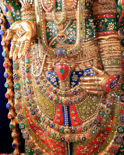 Majestic Brass Tirupati Balaji – Dual Side sculpture (Meenakari & Black Tone) | 4 Ft Temple Idol - Budhshiv.com
