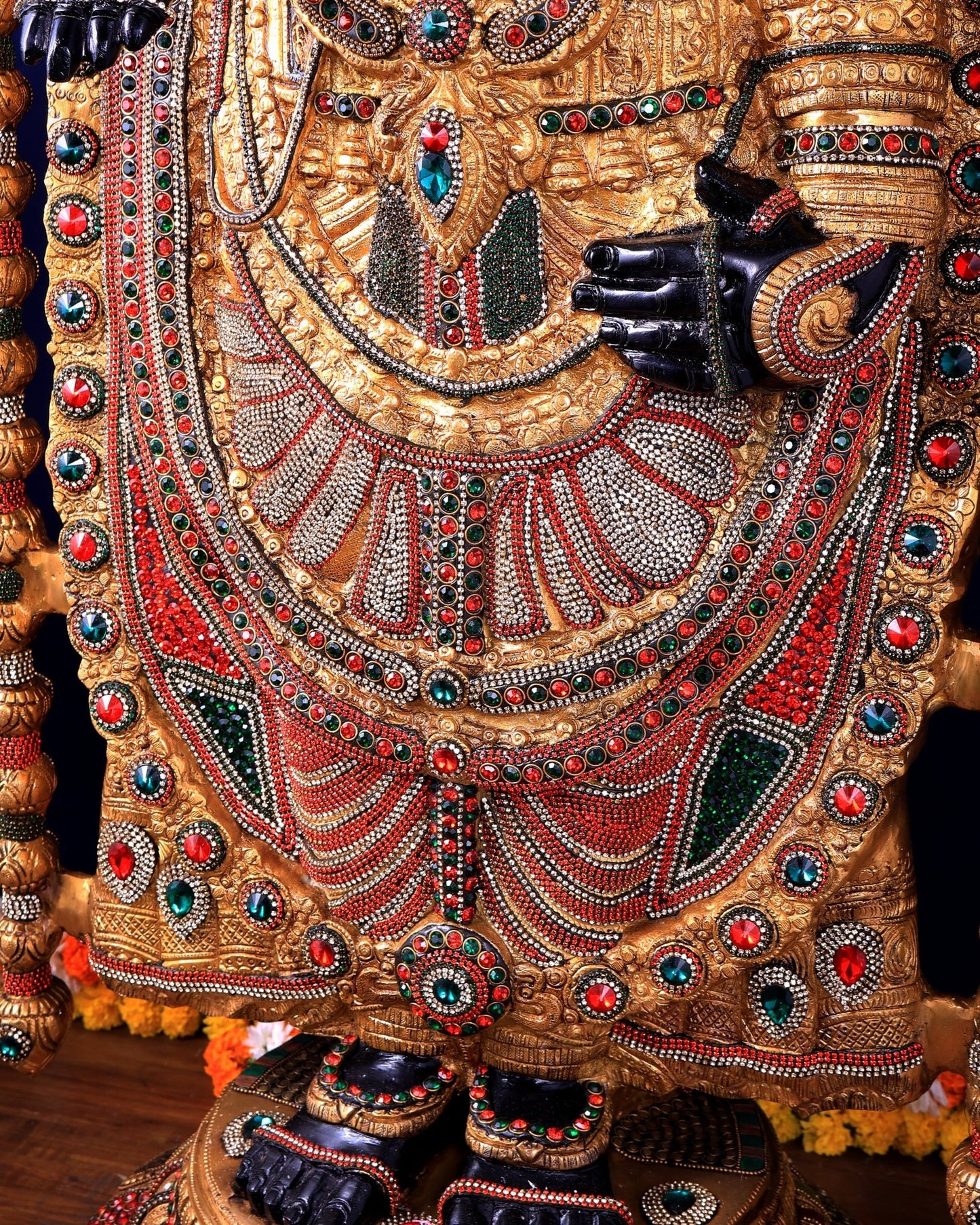Majestic Brass Tirupati Balaji – Dual Side sculpture (Meenakari & Black Tone) | 4 Ft Temple Idol - Budhshiv.com