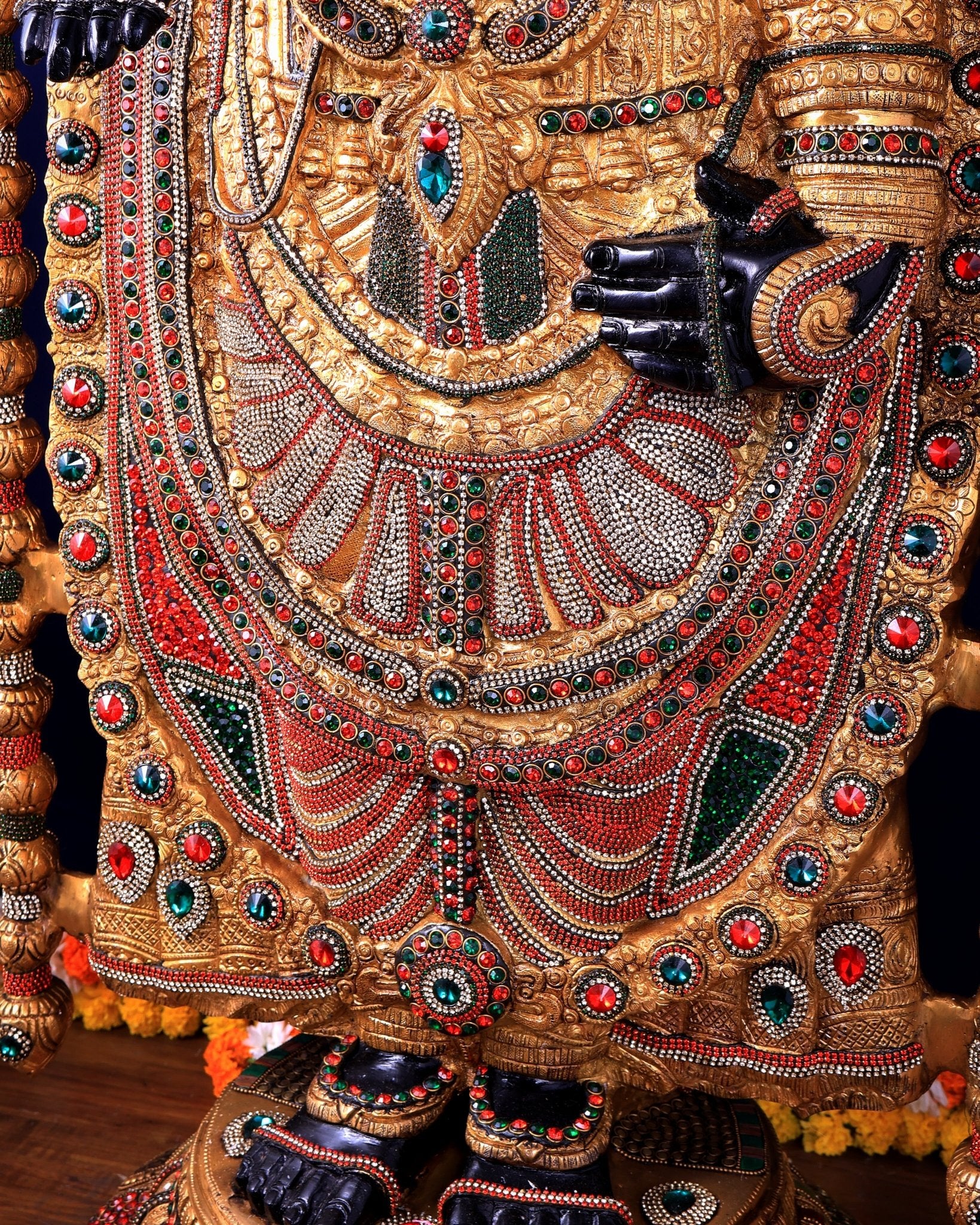 Majestic Brass Tirupati Balaji – Dual Side sculpture (Meenakari & Black Tone) | 4 Ft Temple Idol - Budhshiv.com