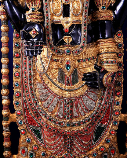 Majestic Brass Tirupati Balaji – Dual Side sculpture (Meenakari & Black Tone) | 4 Ft Temple Idol - Budhshiv.com
