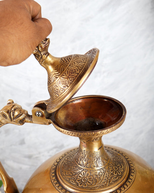 Majestic Large Brass Surai Chirag Showpiece – Vastu Approved Heritage Décor (18.5 Inches) - Budhshiv.com