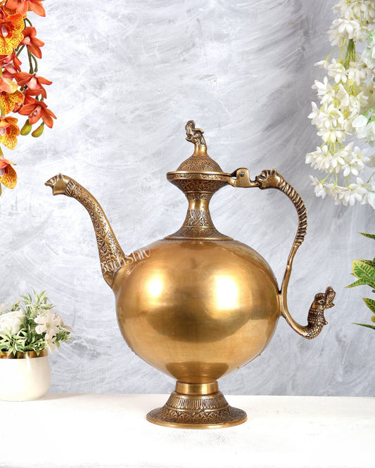 Majestic Large Brass Surai Chirag Showpiece – Vastu Approved Heritage Décor (18.5 Inches) - Budhshiv.com