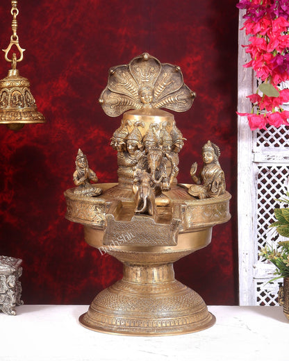 Majestic Large Pure Brass Lord Shiva Family on Shiva Lingam 21 inch - Budhshiv.com