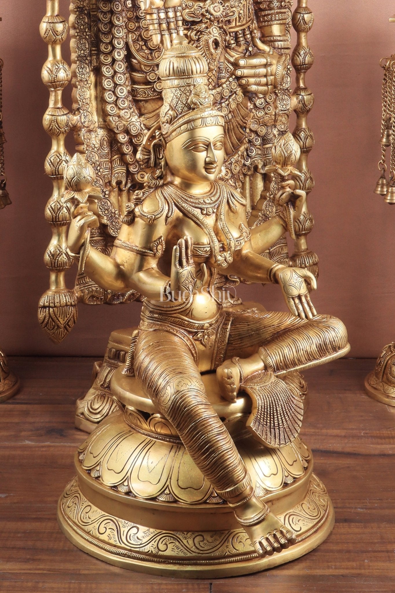 Majestic Pair of Pure Brass Tirupati Balaji & Goddess Lakshmi Statues - Budhshiv.com