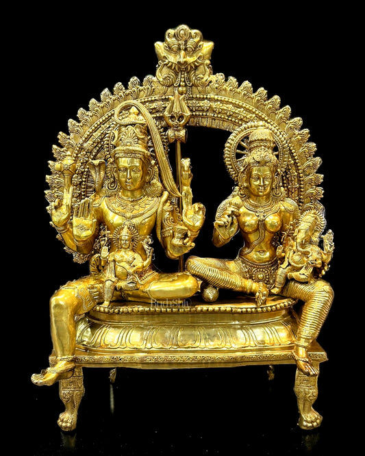 Majestic Pure Brass Superfine Shiva Parivar Statue - 54" - Budhshiv.com