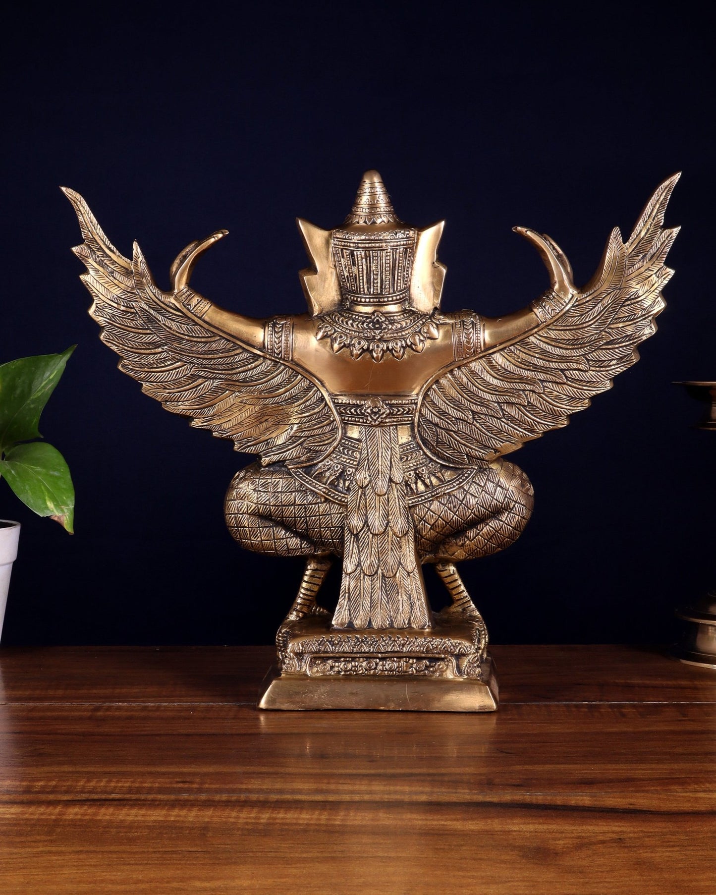Majestic Pure Brass thai Garuda with Open Wings – 14" | Sacred Home Centerpiece - Budhshiv.com