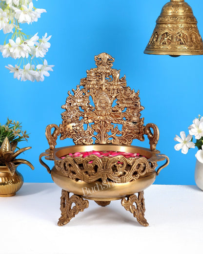 Majestic Pure Brass Urli Bowl | Height: 11.5 inch - Budhshiv.com