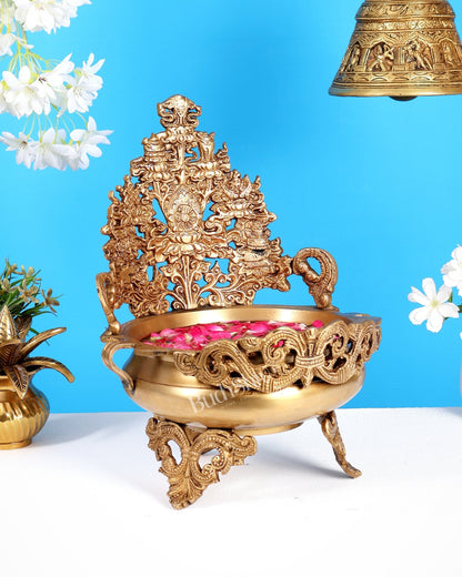 Majestic Pure Brass Urli Bowl | Height: 11.5 inch - Budhshiv.com