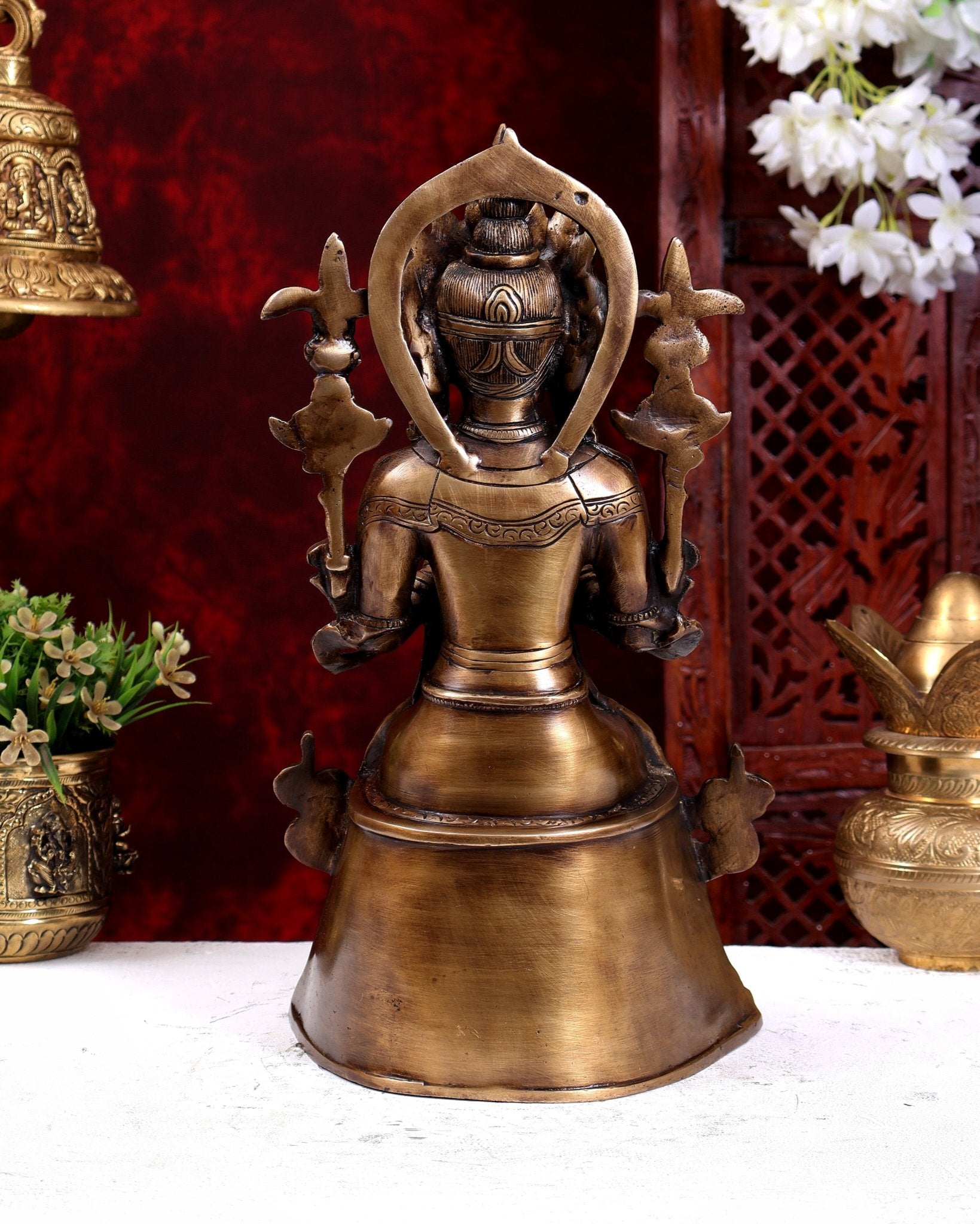 Majestic Tibetan Brass Maitreya Buddha Sculpture – The Future Buddha 14 inch - Budhshiv.com
