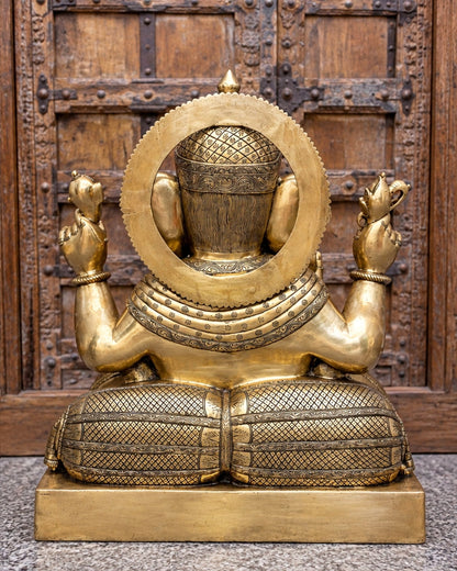 Massive Large Ganesha Sculpture — Life-Size, Matte Gold Tone 33 inch tall, 85 kg. - Budhshiv.com