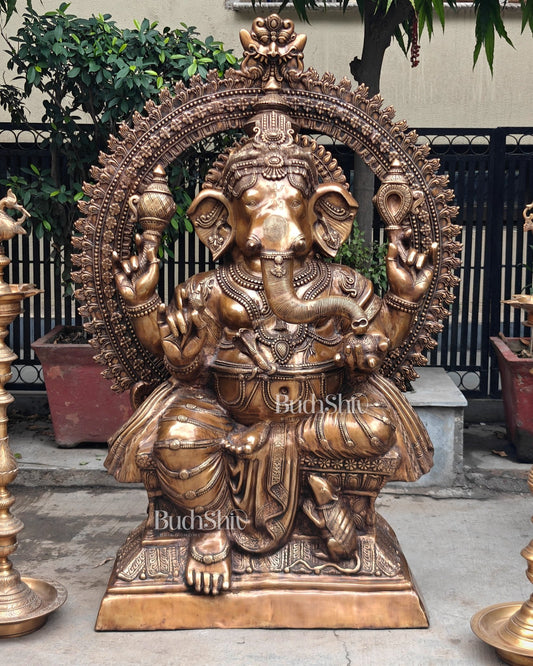 Massive Pure Brass Lord Ganesha Statue – 230 kg | 6 Feet Tall - Budhshiv.com