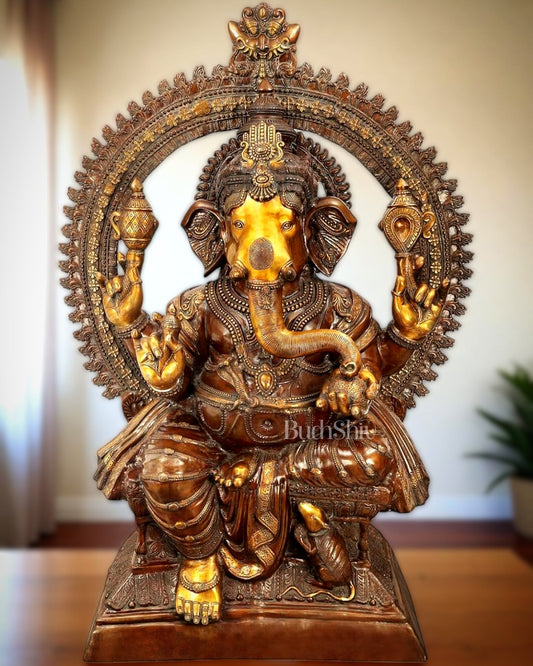 Monumental Pure Brass Lord Ganesha Statue – 230 kg | 6 Feet Tall - Budhshiv.com