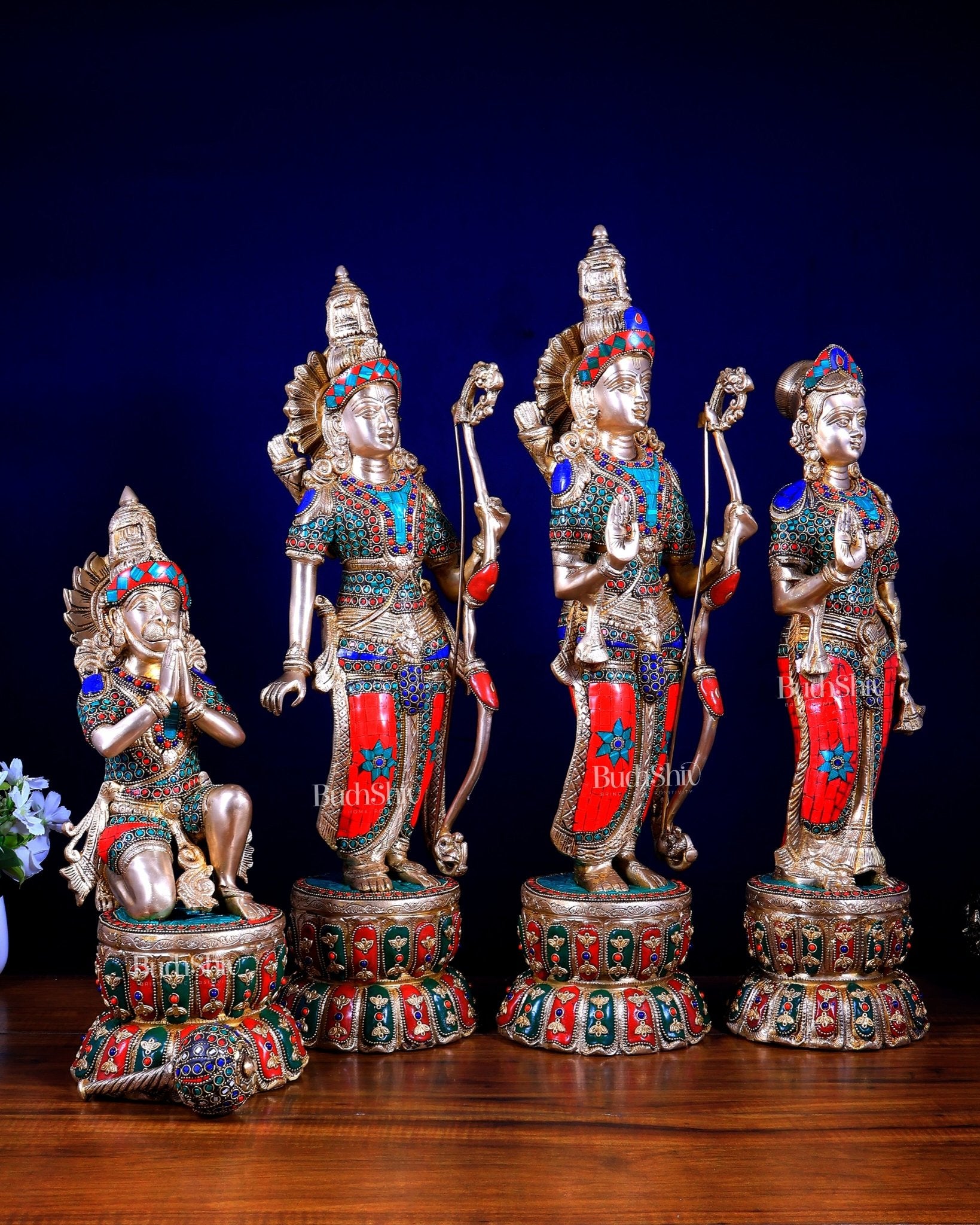 Multi colour Brass Ram Darbar Set Superfine idols 24" - Budhshiv.com