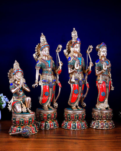 Multi colour Brass Ram Darbar Set Superfine idols 24" - Budhshiv.com