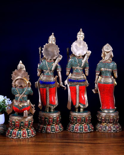 Multi colour Brass Ram Darbar Set Superfine idols 24" - Budhshiv.com