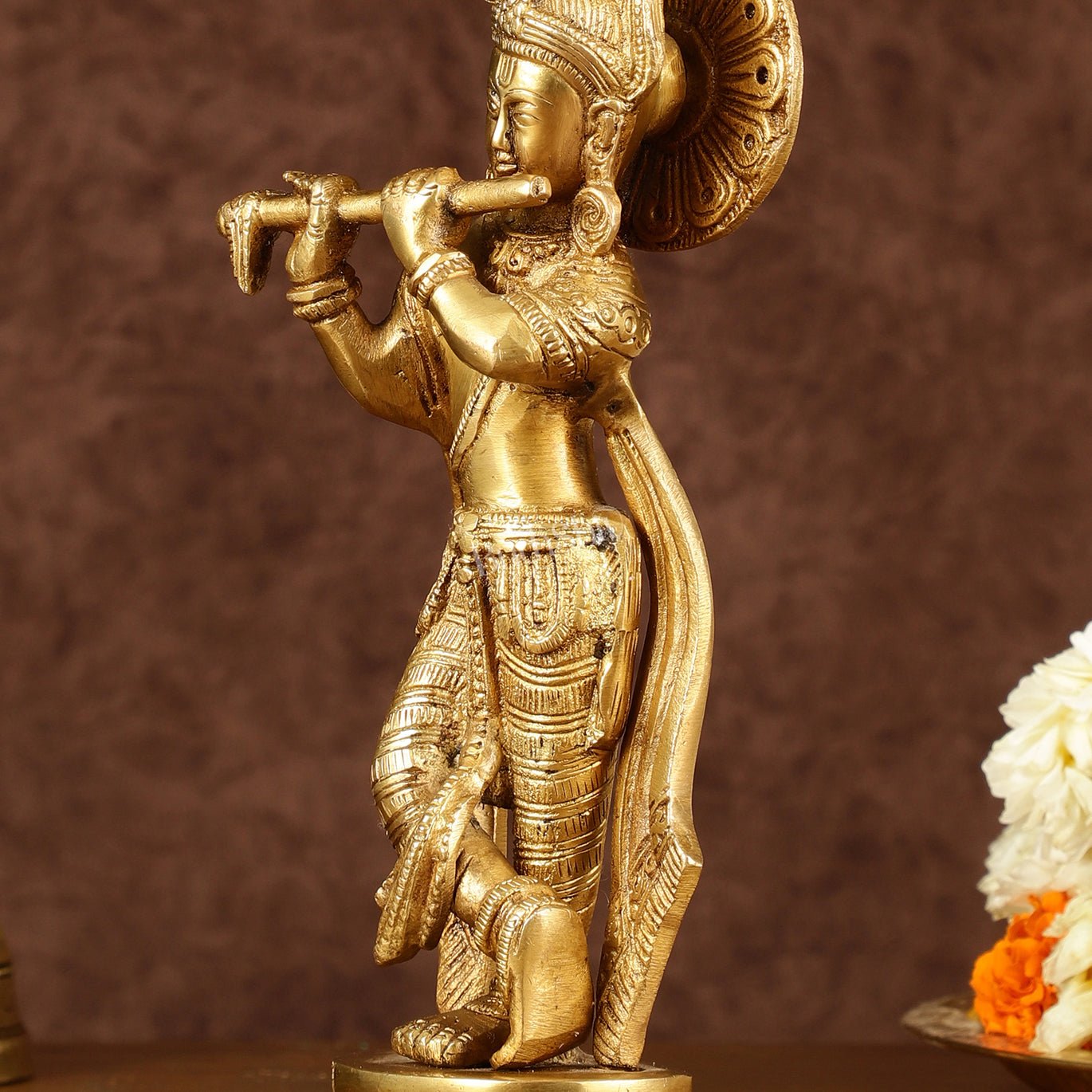 Murlidhari Krishna Idol 9.5" antique finish - Budhshiv.com