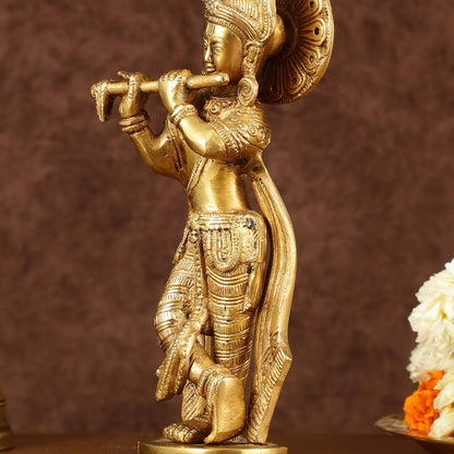 Murlidhari Krishna Idol 9.5" antique finish - Budhshiv.com