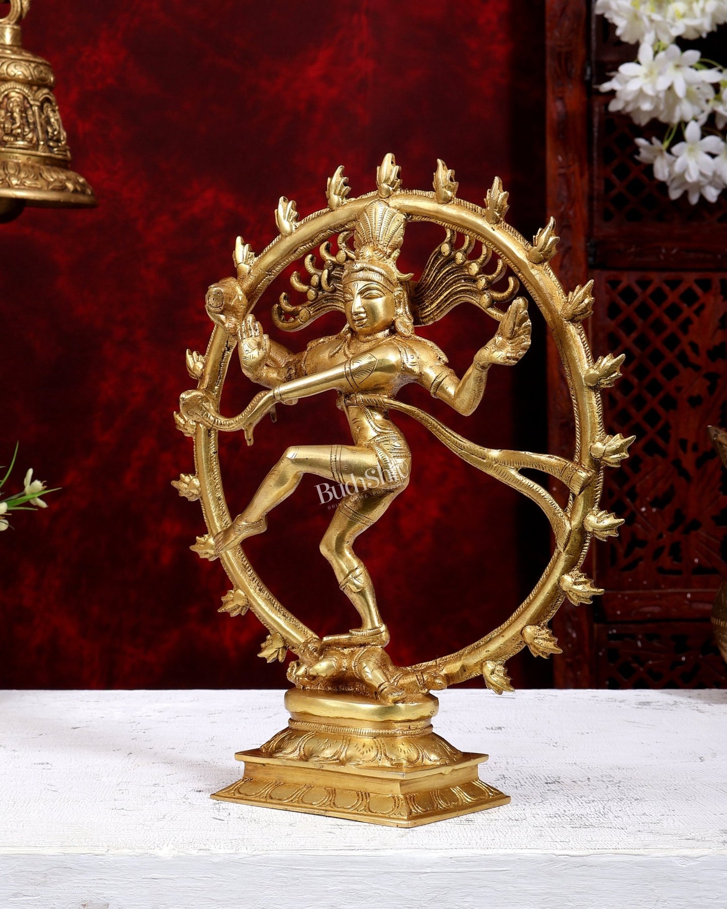 Nataraja Brass Statue golden tone 11.5" - Budhshiv.com