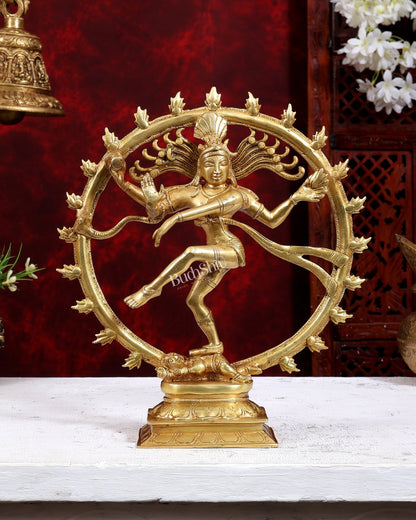 Nataraja Brass Statue golden tone 11.5" - Budhshiv.com