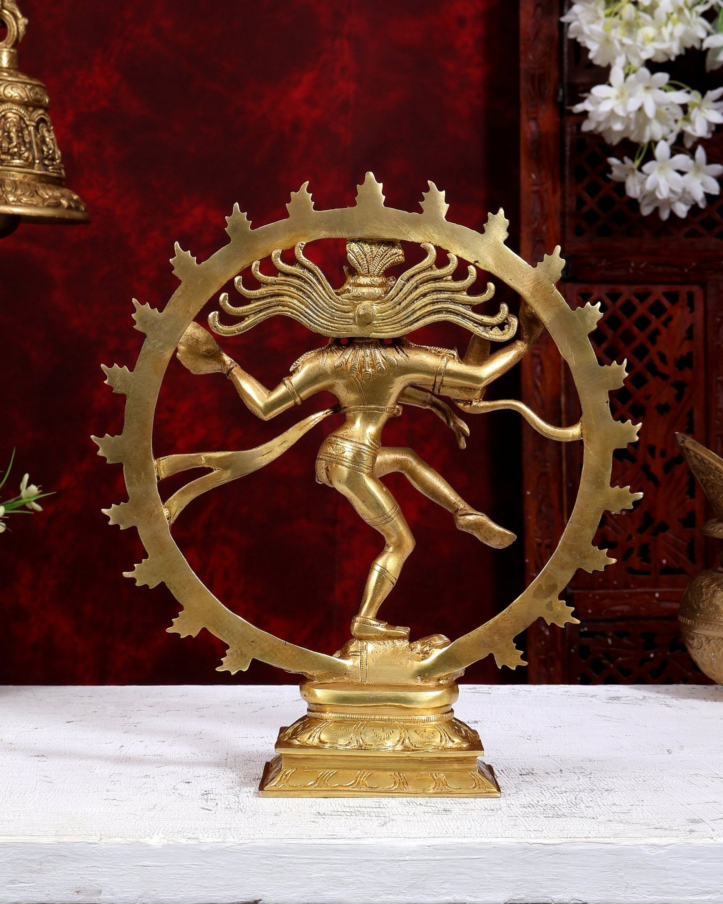 Nataraja Brass Statue golden tone 11.5" - Budhshiv.com
