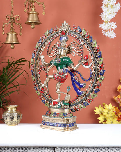 Nataraja Brass Statue with om aura - 25 inch - Budhshiv.com
